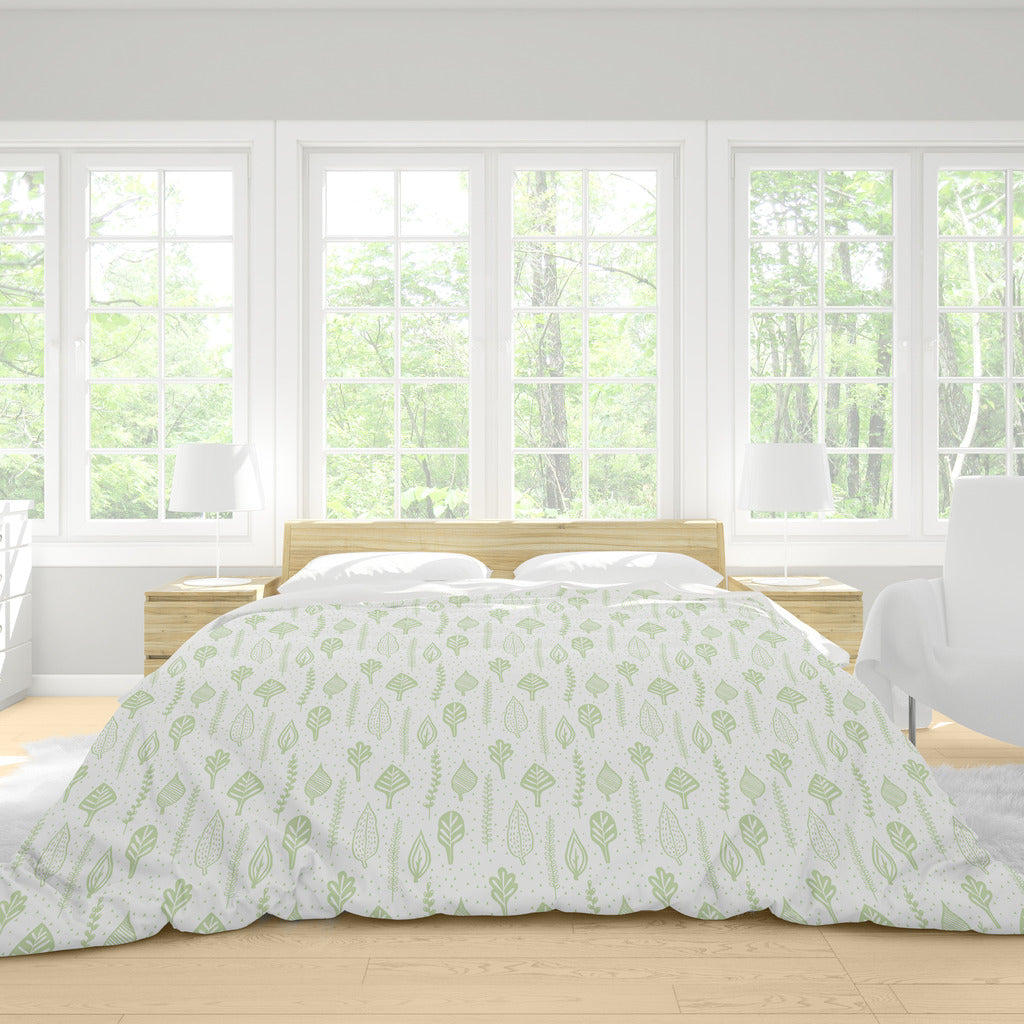 *NEW* Ultrasoft Lightweight Silky Smooth - Sage Green Leaves Duvet Cover