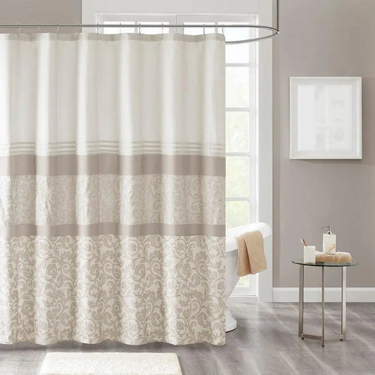 Ramsey Printed and Embroidered Shower Curtain Neutral