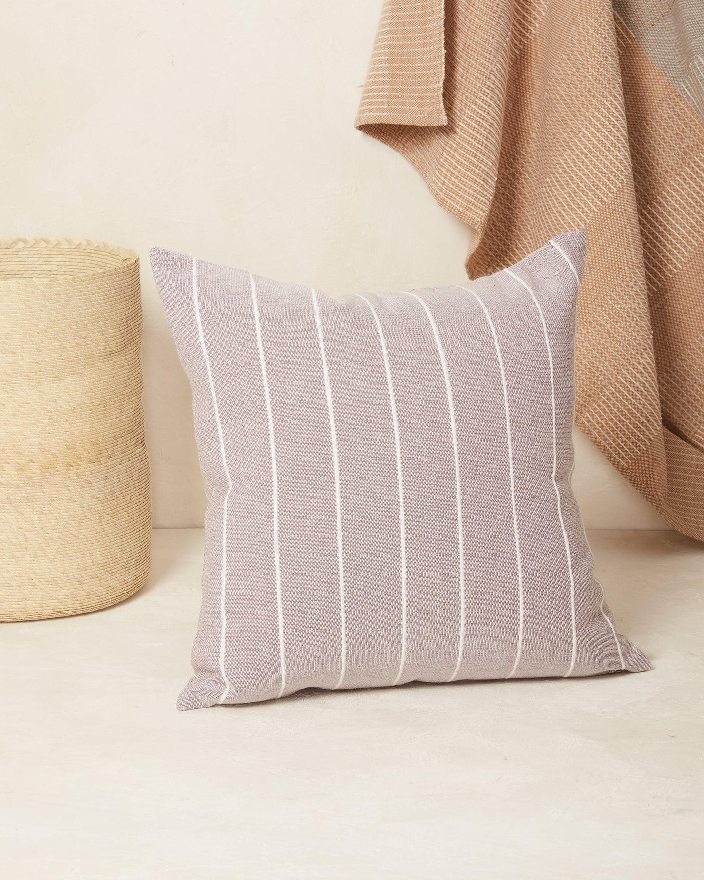 Recycled Stripe Throw Pillow Throw Pillows Minna Lilac