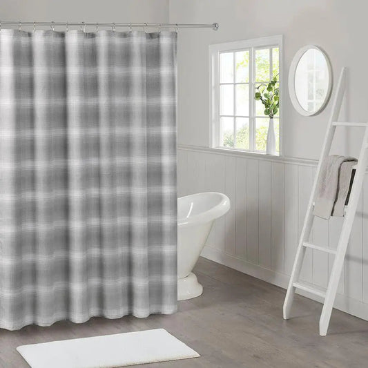 Sade Ombre Waffle Weave Shower Curtain Grey