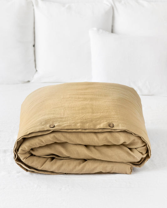 Sandy beige linen duvet cover
