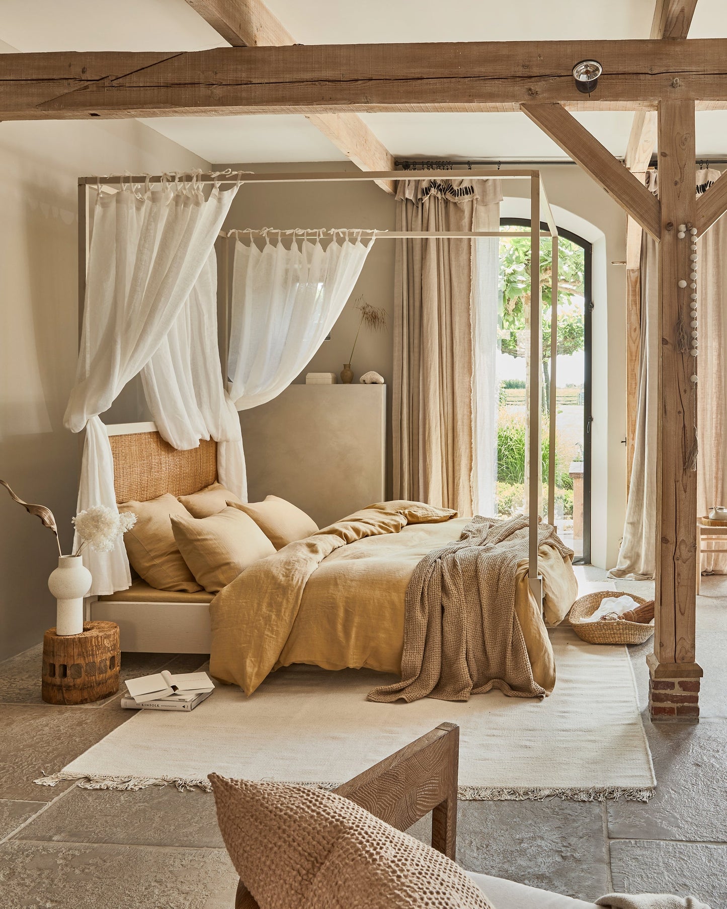 Sandy beige linen duvet cover