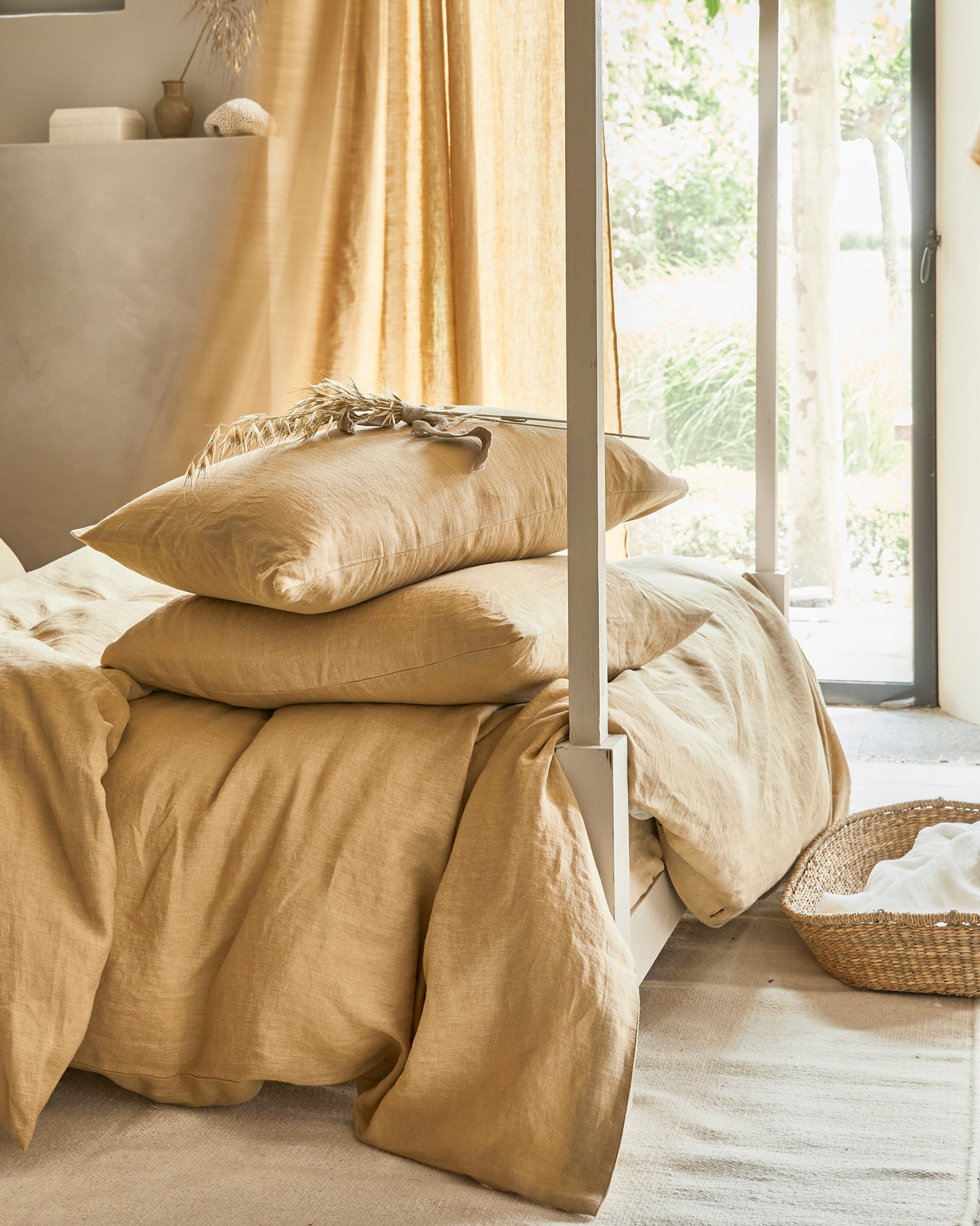 Sandy beige linen duvet cover