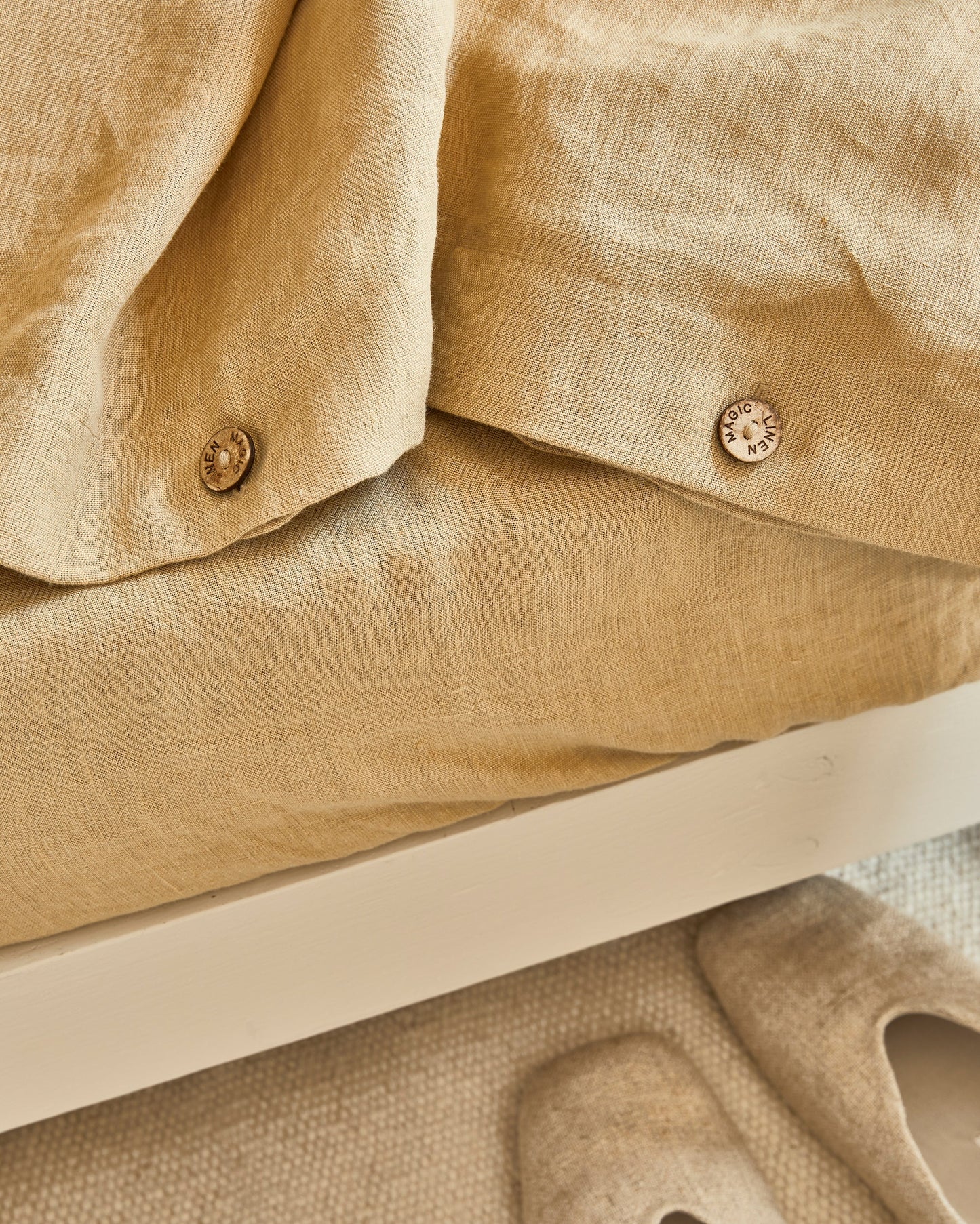 Sandy beige linen duvet cover