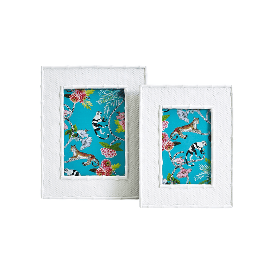 Set of 2 White Bamboo Picture Frames