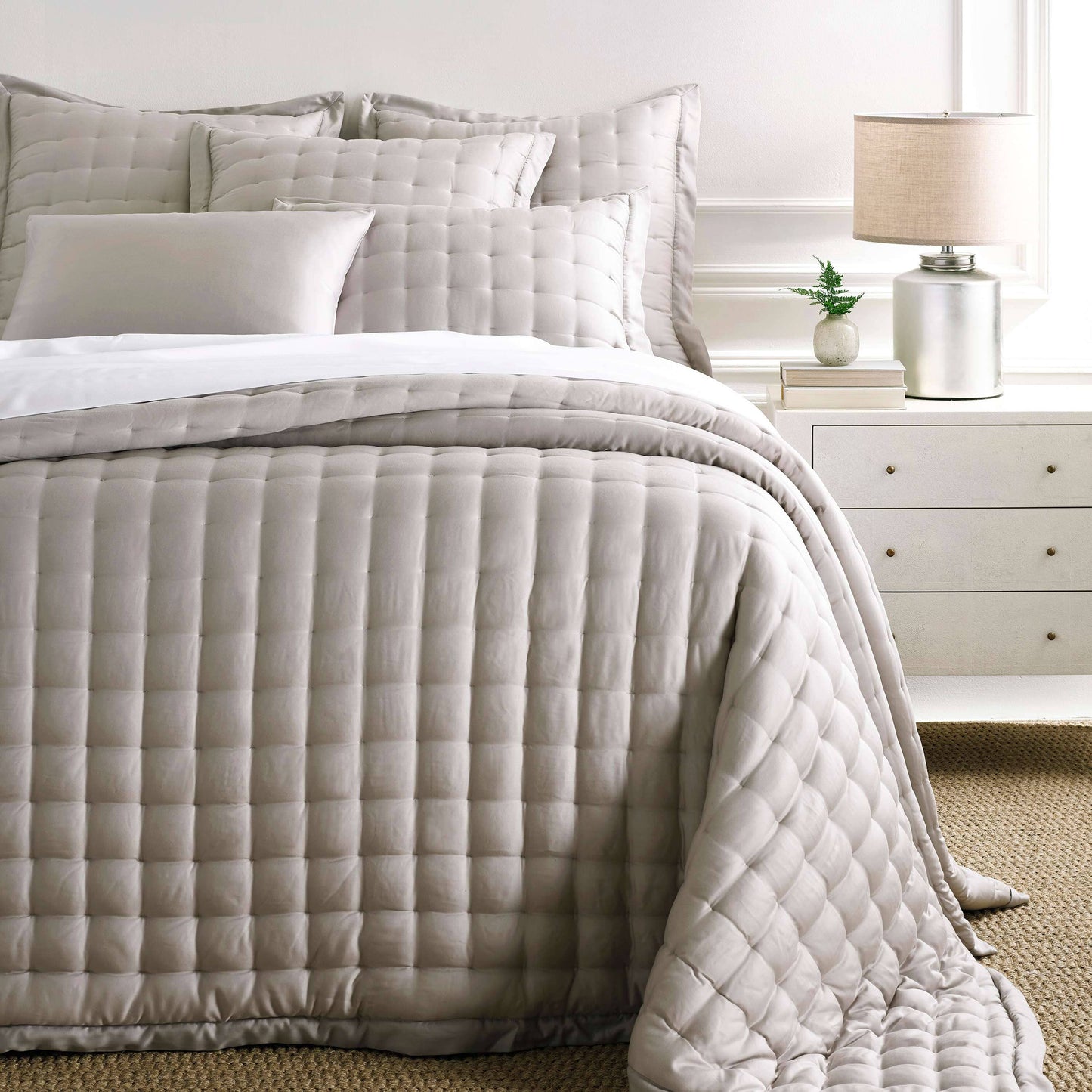 Silken Solid Grey Puff Sham
