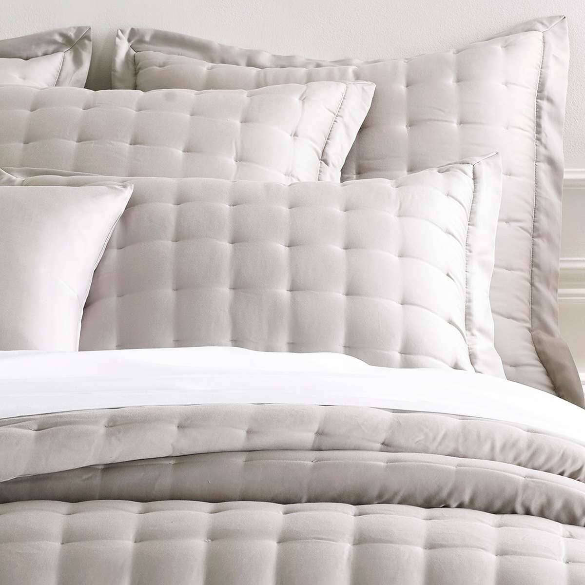 Silken Solid Grey Puff Sham