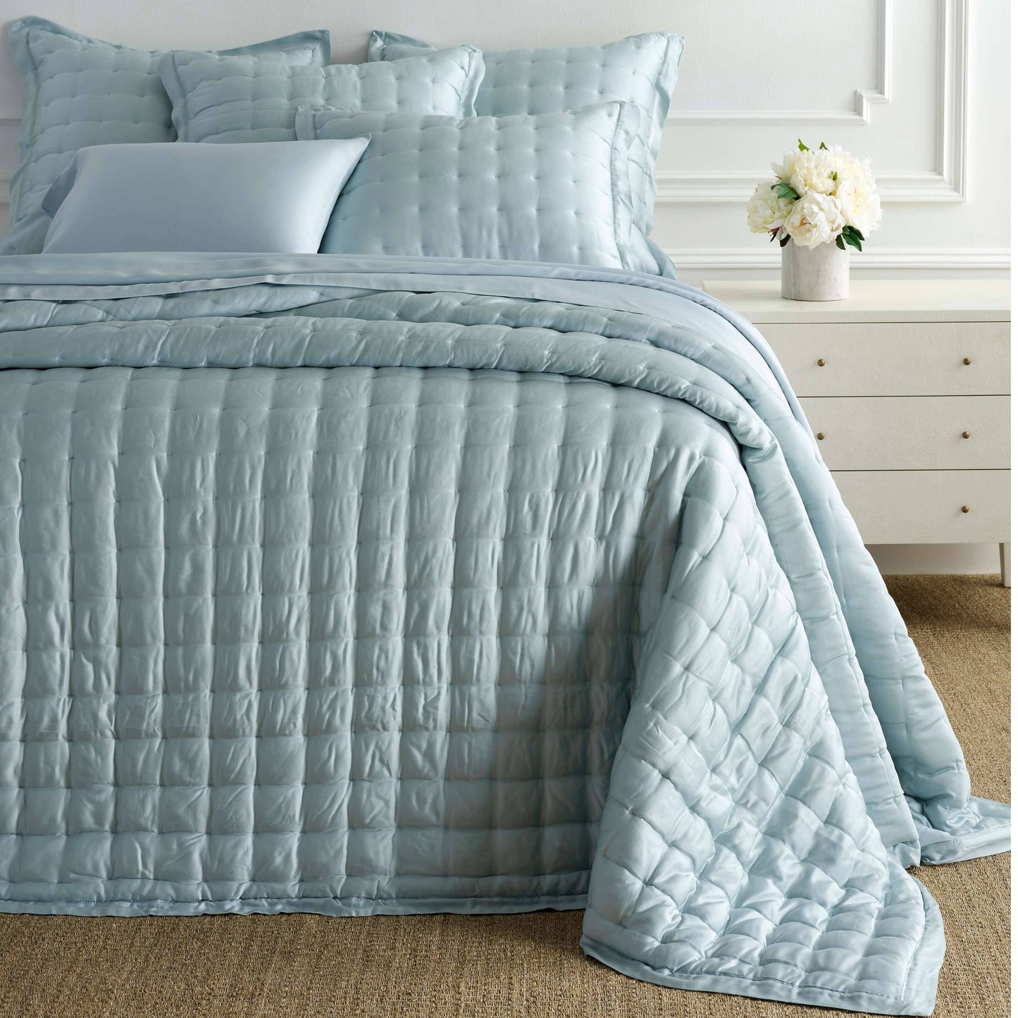Silken Solid Robin's Egg Blue Puff Sham