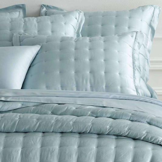 Silken Solid Robin's Egg Blue Puff Sham