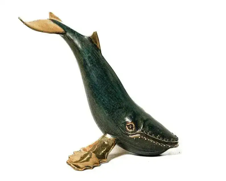 Solid Brass Posing Whale Figurine - MAIA HOMES