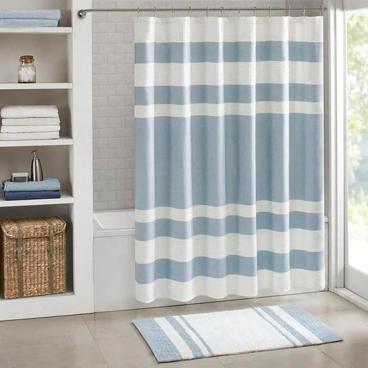 Spa Waffle Shower Curtain with 3M Treatment Blue-MP70-4987
