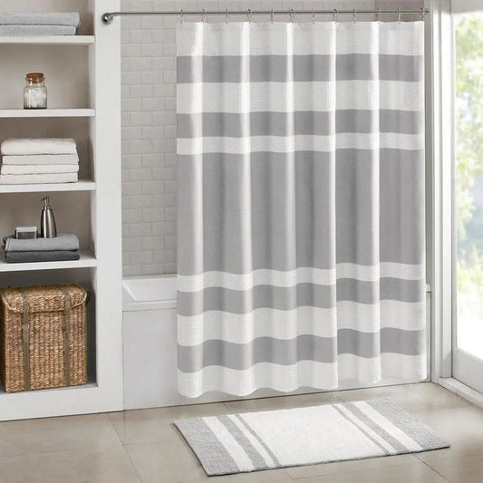 Spa Waffle Shower Curtain with 3M Treatment Grey-MP70-1484