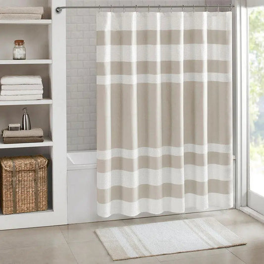 Spa Waffle Shower Curtain with 3M Treatment Taupe-MP70-1483