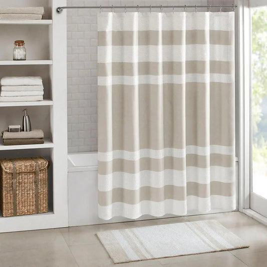 Spa Waffle Shower Curtain with 3M Treatment Taupe-MP70-4977