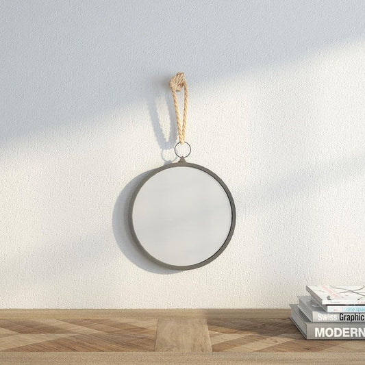 Wall Mirror Small Round 11 in. Grey American Colonial Bathroom Vanity Hallway
