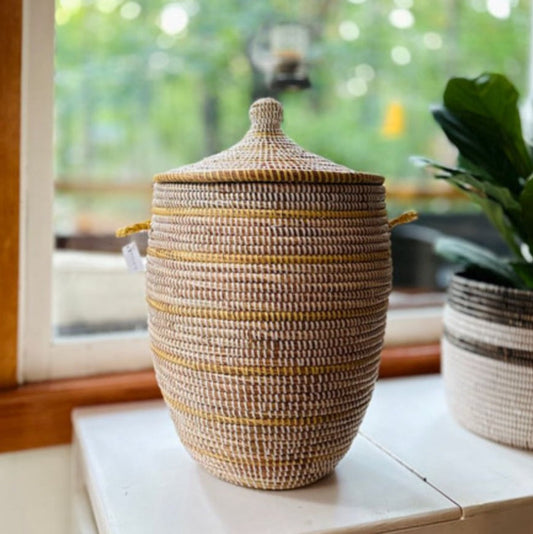 Striped White + Ivory Basket