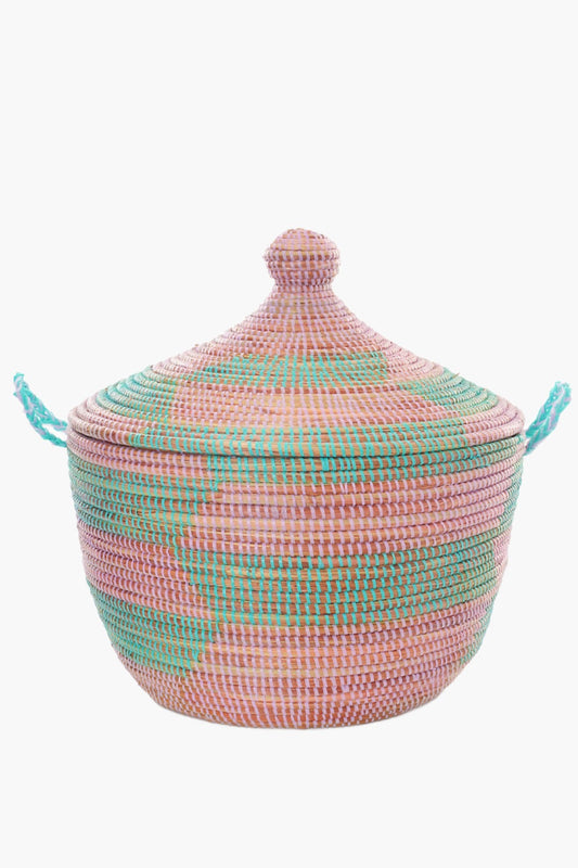 Aqua and Lavender Herringbone Basket