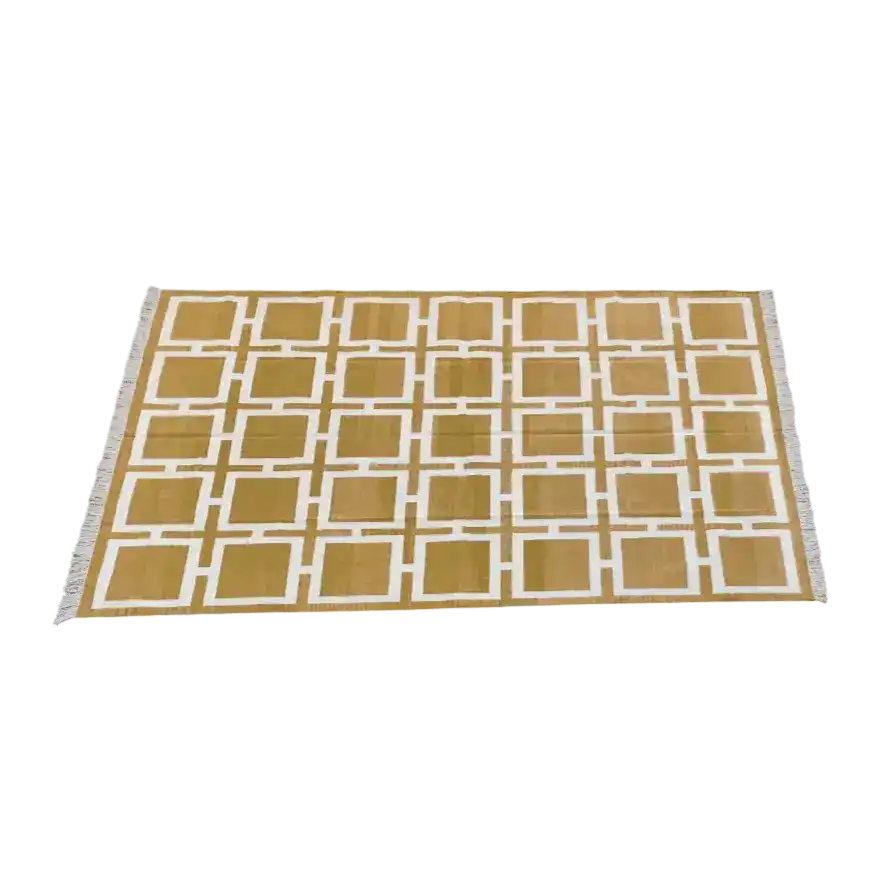 Vegetable Dyed Indian Dhurrie Cotton Rug - Medina Square