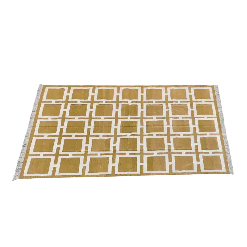 Vegetable Dyed Indian Dhurrie Cotton Rug - Medina Square