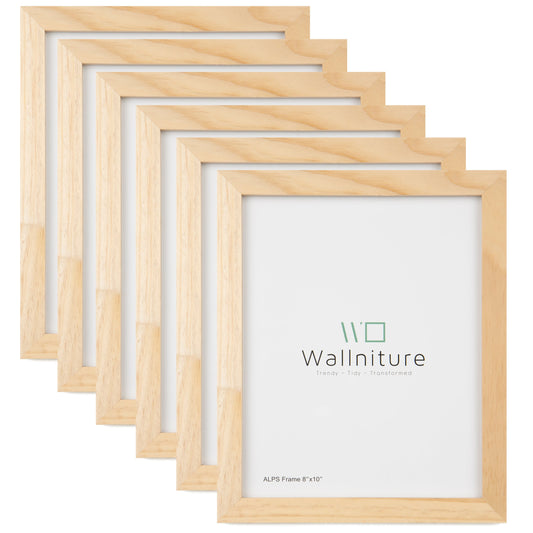 WOODALPS Wooden Picture Frames, 8" x 10" Picture Frame Set – 6 Pieces – Unpainted