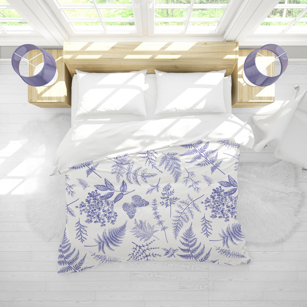 Ultrasoft Lightweight Silky Smooth - Lavender & White Botanics Duvet Cover