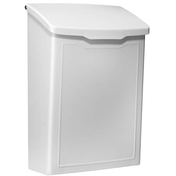 Wall Mount Mailbox Small Roof Lifts Open Galvanized Steel, White