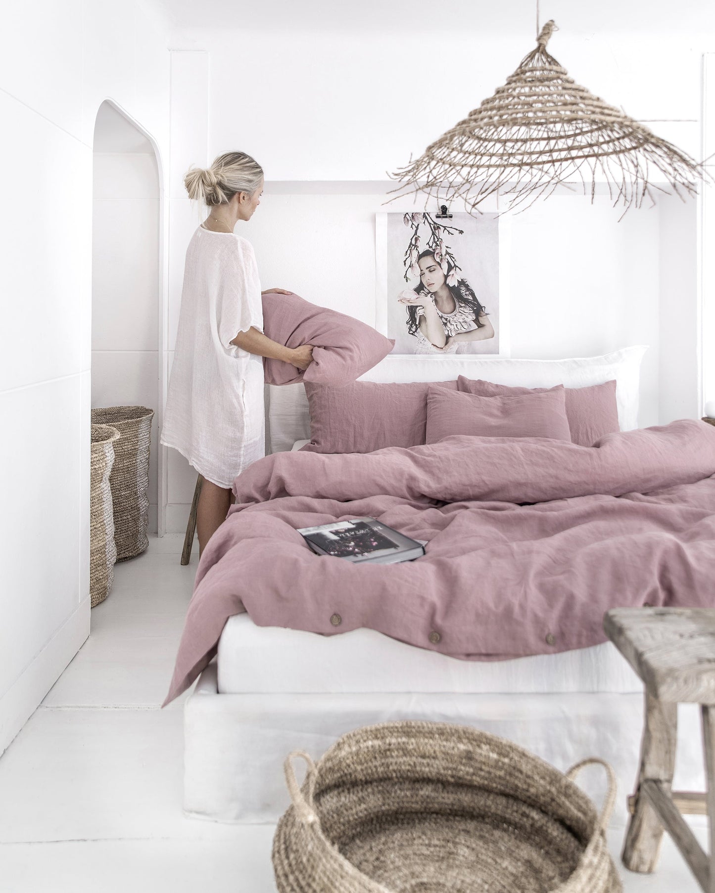 Woodrose linen duvet cover