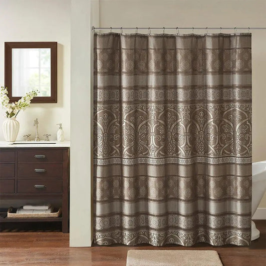 Zara Jacquard Shower Curtain Brown