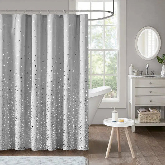 Zoey Metallic Printed Shower Curtain Grey & Silver