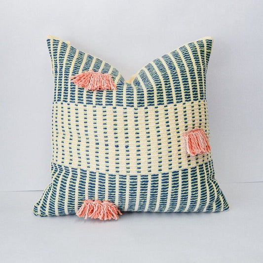 Salento Throw Pillow Cover - Indigo + Apricot